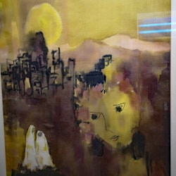 Ladies Face in the Desert (painted on silk) - Daniella Sperber original
